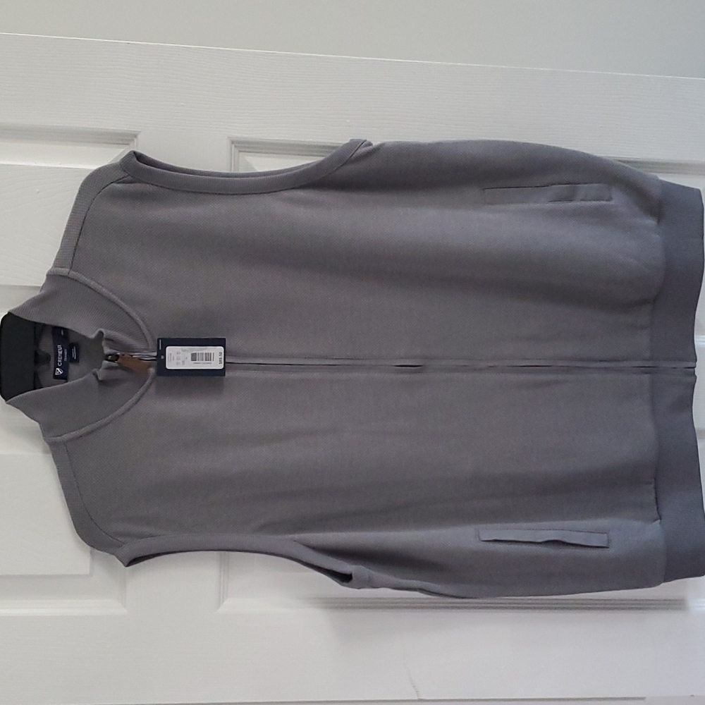 NWT XL CREMIEUX cotton blend grey full zipper vest